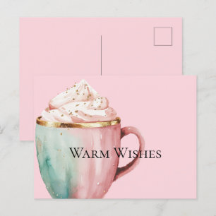 Cocoa Gold Blush Pink Mint Warm Wishes Postcard