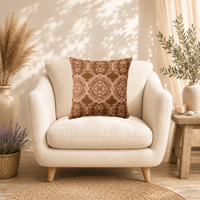 Cocoa Lace Throw Pillow (Creator Uploaded)