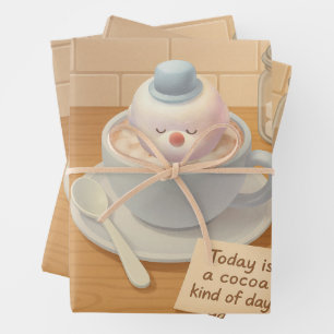 Cocoa Marshmallow: Smiling Bichon Hot Chocolate Wrapping Paper Sheet