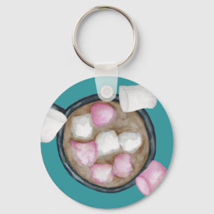 Cocoa marshmallows hot chocolate candy winter  keychain