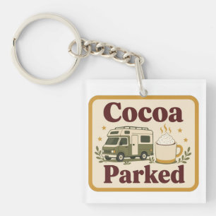 Cocoa Parked Winter Van Life Badge Keychain