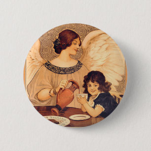 Cocoa Party Candy Angel Vintage Poster 2 Inch Round Button