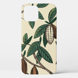 Cocoa plant seamless pattern. Cacao bean. Vintage  iPhone 12 Case