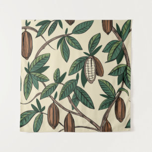 Cocoa plant seamless pattern. Cacao bean. Vintage  Tapestry