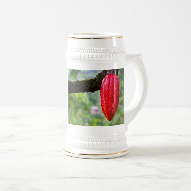 cocoa pod red beer stein (Front Right)