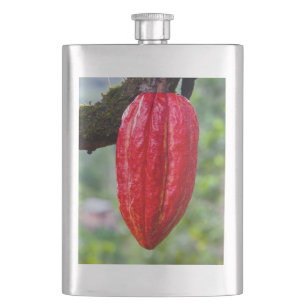 cocoa pod red hip flask