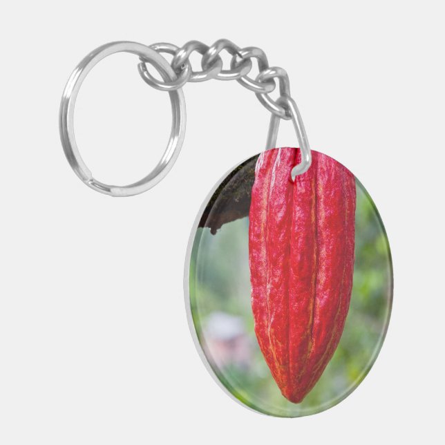 cocoa pod red keychain (Front Left)