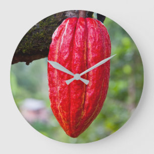 cocoa pod red large clock