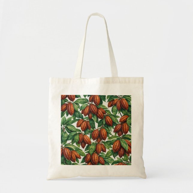 Cocoa Pods Botanical Tropical Pattern Tote Bag (Front)