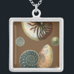 Cocoa Shell Silver Plated Necklace<br><div class="desc">Get this unique stonewashed red and blue Conch seashell image on your next product. This amazing, cocoa background these two unique seashells. Take the beach with you everywhere you go.</div>