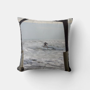 Cocoa Surfing Throw Pillow