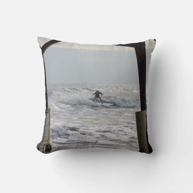 Cocoa Surfing Throw Pillow (Front)