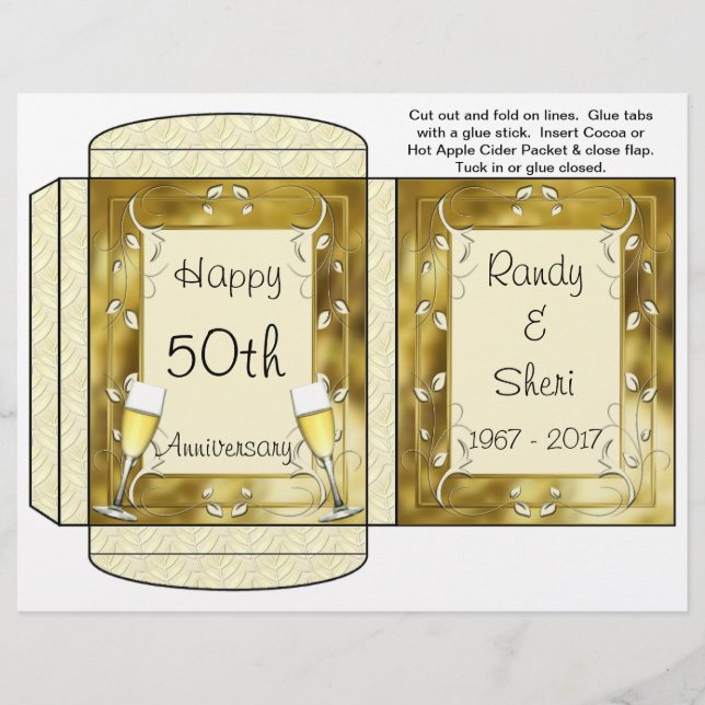 Cocoa, Tea, Cider Packet Golden Anniversary Favour Flyer (Front)