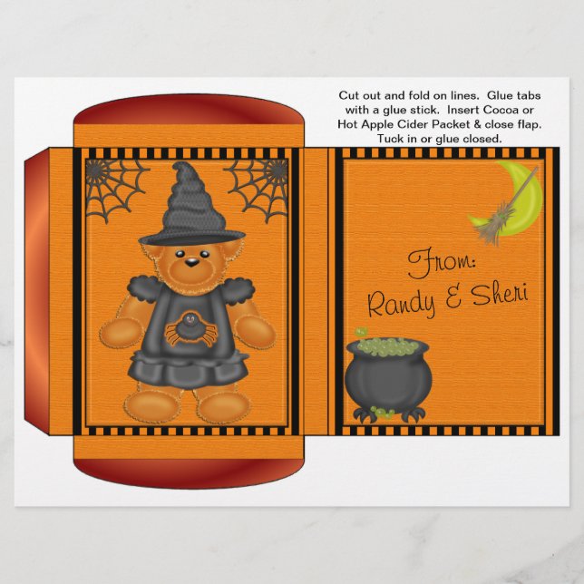 Cocoa, Tea, Cider Packet Halloween Autumn Favours Flyer (Front)