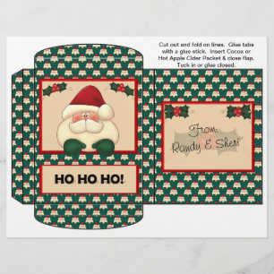 Cocoa, Tea, Cider Packet Santa Christmas Favours Flyer