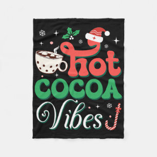 Cocoa Vibes With Candy Cane Funny Christmas Holida Fleece Blanket