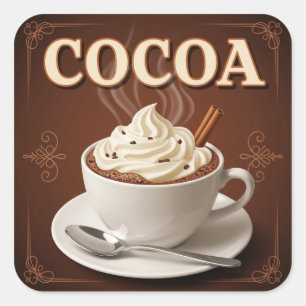 Cocoa, Vintage Poster by Natasha Us   Square Sticker