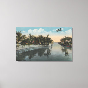 Cocoanut Grove, FL - Curtis James Estate Canal Canvas Print