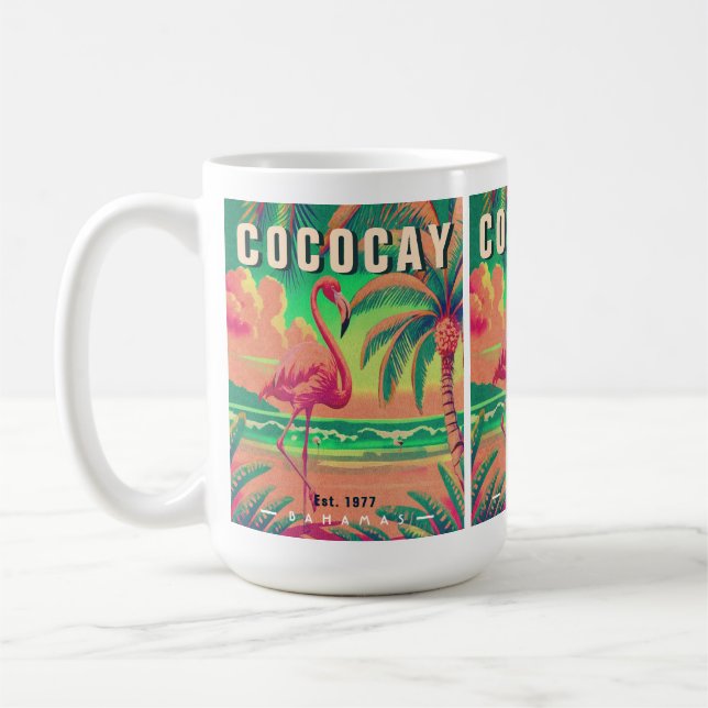 CocoCay Bahamas Retro Flamingo Souvenir 1950s Coffee Mug (Left)