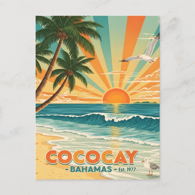 Cococay Bahamas Vintage Travel Postcard (Front)