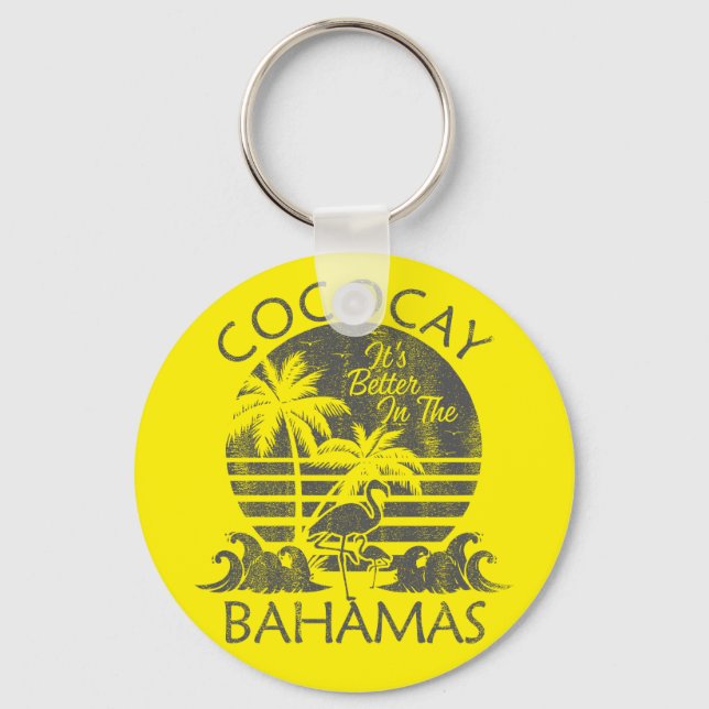 CocoCay Retro Bahamas Vacation Bahamas Cruise Keychain (Front)