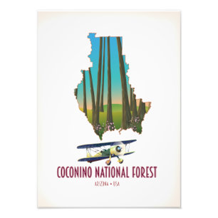 Coconino National Forest Arizona USA map Photo Print