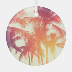 Coconut Beach: Vintage Tropical Warmth. Glass Ornament
