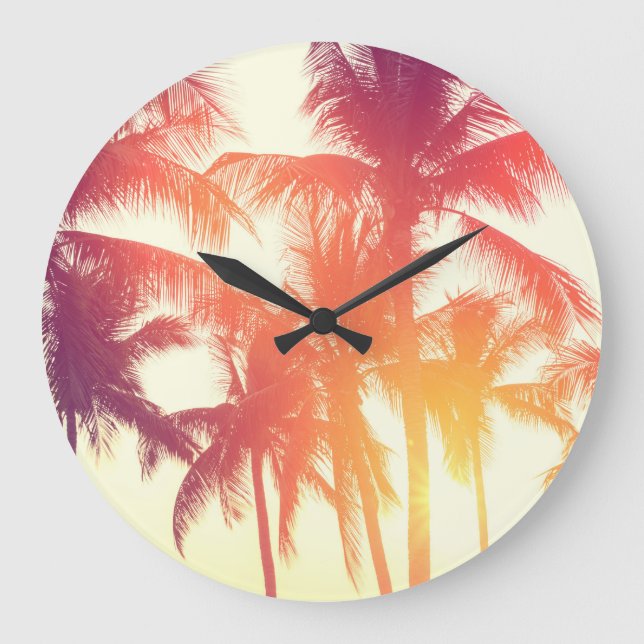 Coconut Beach: Vintage Tropical Warmth. Large Clock (Front)