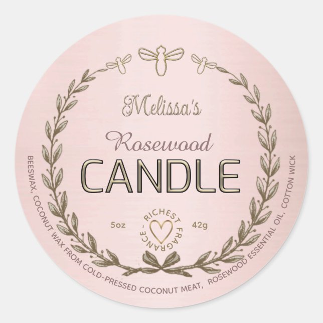 COCONUT & BEESWAX CANDLE CLASSIC ROUND STICKER (Front)
