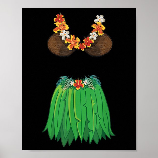 Coconut Bra Gr Skirts Lei Flowers Summer Party Haw Poster (Front)