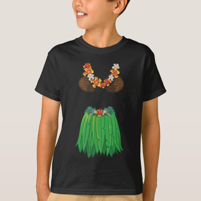 Coconut Bra Gr Skirts Lei Flowers Summer Party Haw T-Shirt (Front)