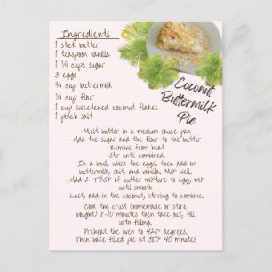 Coconut Buttermilk Pie Recipe  Postcard