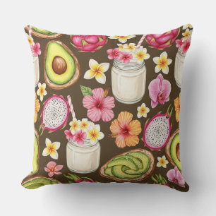 Coconut Cocktail and Avocado Toasts by Natasha Us Throw Pillow