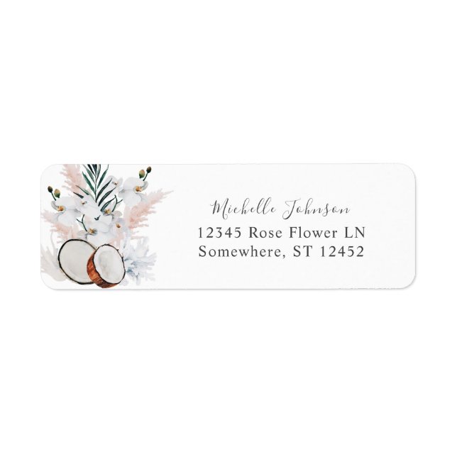 Coconut Coral & White Floral Adresse de retour Lab (Devant)