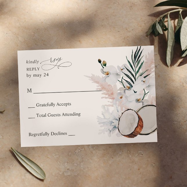 Coconut Coral & White Floral no Meal RSVP (Creator Uploaded)