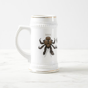 Coconut crab cartoon illustration beer stein