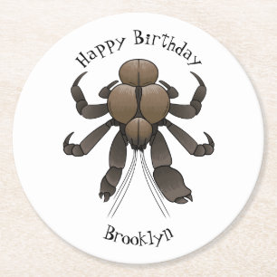 Coconut crab cartoon illustration round paper coaster