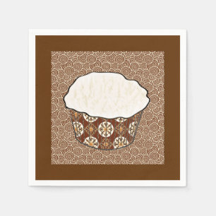 Coconut Cupcake, Japanese Swirl Background Napkin