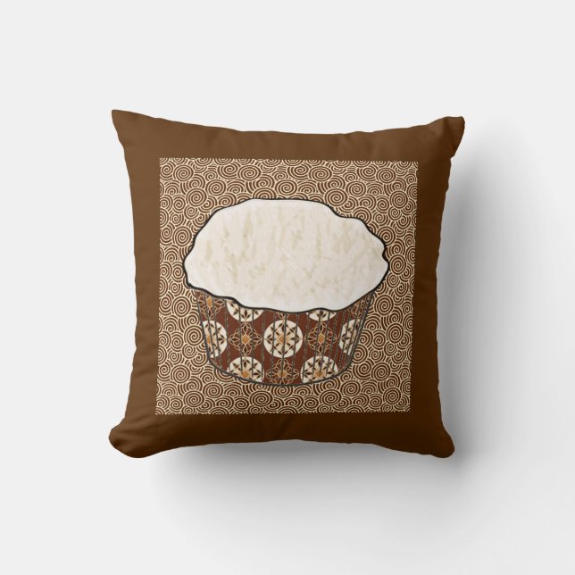 Coconut Cupcake, Japanese Swirl Background Throw Pillow (Front)