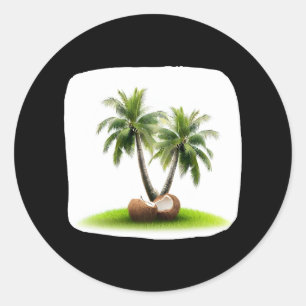 Coconut Day Tree Fruit Classic Round Sticker