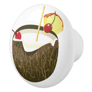 Coconut Drink Tiki Bar Door Knob
