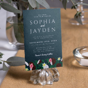 Coconut Emerald Green Modern Minimal Chic Wedding Invitation