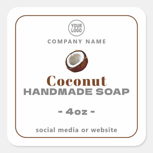 Coconut Handmade Soap Square Sticker (Front)