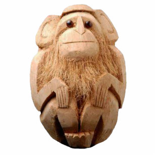 Coconut Monkey Pin Photo Sculpture Button