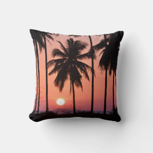 Coconut Palm Tree Landscape Throw Pillow
