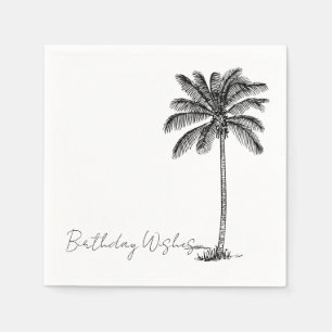 Coconut Palm Tree Tropical Beach Minimal Birthday Napkin