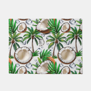 Coconut Palm Tree Tropical Pattern Design  Doormat