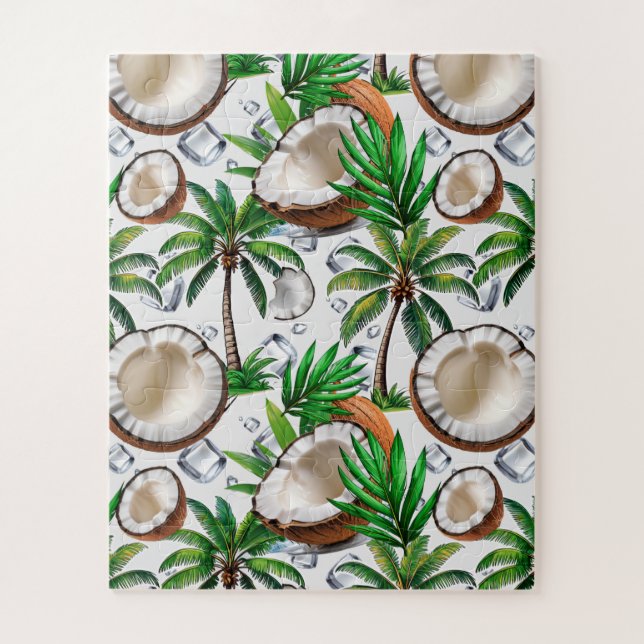Coconut Palm Tree Tropical Pattern Design  Jigsaw Puzzle (Vertical)
