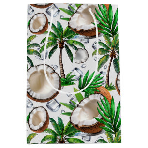 Coconut Palm Tree Tropical Pattern Design  Medium Gift Bag