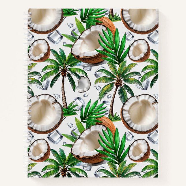 Coconut Palm Tree Tropical Pattern Design  Notebook (Front)